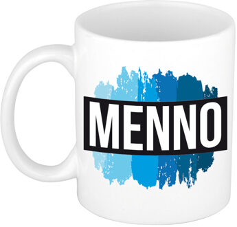 Bellatio Decorations Menno naam / voornaam kado beker / mok verfstrepen - Gepersonaliseerde mok met naam - Naam mokken Multikleur