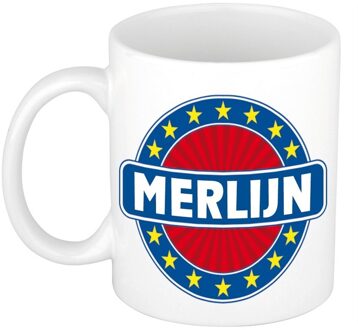 Bellatio Decorations Merlijn naam koffie mok / beker 300 ml - namen mokken Multikleur