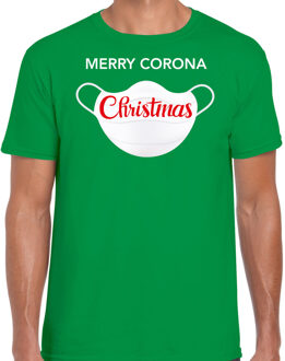 Bellatio Decorations Merry corona Christmas fout Kerstshirt / outfit groen voor heren S