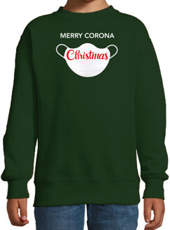 Bellatio Decorations Merry corona Christmas foute Kerstsweater / outfit groen voor kinderen 9-11 jaar (134/146)