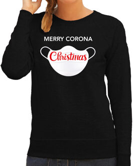Bellatio Decorations Merry corona Christmas foute Kerstsweater / outfit zwart voor dames XS