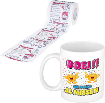 Bellatio Decorations Met Pensioen cadeau koffie mok / beker - Emoticon en tekst - collega afscheid - met fun tekst wc-rol
