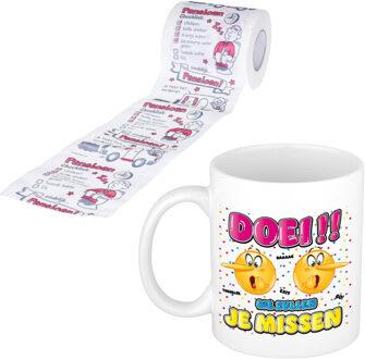 Bellatio Decorations Met Pensioen cadeau koffie mok / beker - Emoticon en tekst - collega afscheid - met fun tekst wc-rol