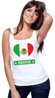Bellatio Decorations Mexicaanse vlag in hartje singlet wit dames