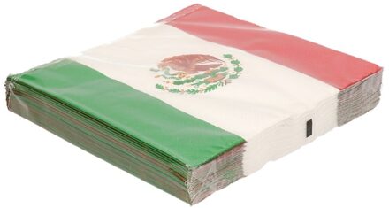 Bellatio Decorations Mexicaanse vlag thema servetten 20 stuks - Feestservetten Multikleur