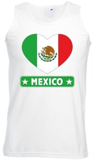 Bellatio Decorations Mexico hart vlag singlet shirt/ tanktop wit heren 2XL