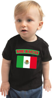 Bellatio Decorations Mexico landen shirtje met vlag zwart voor babys 62 (1-3 maanden)