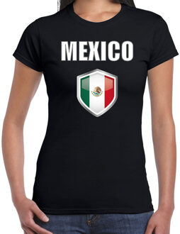 Bellatio Decorations Mexico landen supporter t-shirt met Mexicaanse vlag schild zwart dames