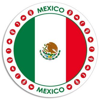 Bellatio Decorations Mexico sticker rond 14,8 cm landen decoratie