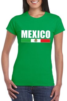 Bellatio Decorations Mexico supporters kleding t-shirt - voor dames - groen - met vlag kleuren print - korte mouwen