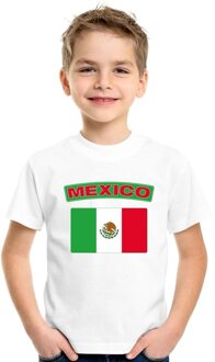 Bellatio Decorations Mexico t-shirt met mexicaanse vlag wit kinderen l (146-152)