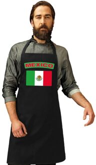 Bellatio Decorations Mexico vlag barbecueschort/ keukenschort zwart volwassenen