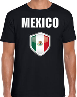 Bellatio Decorations Mexico vlag thema landen t-shirt - zwart - voor heren - Supporters kleding - korte mouwen