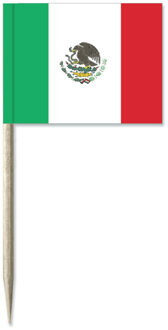 Bellatio Decorations Mexico vlaggetjes mini prikkers - 50x stuks - 8 cm - Landen decoratie - papier - cocktailprikkers Multi