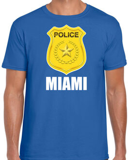 Bellatio Decorations Miami police / politie embleem carnaval t-shirt blauw voor heren 2XL - Feestshirts