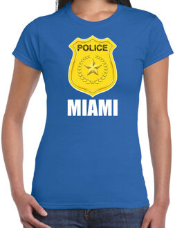 Bellatio Decorations Miami politie / police embleem t-shirt blauw voor dames 2XL - Feestshirts