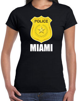 Bellatio Decorations Miami politie / police embleem t-shirt zwart voor dames 2XL - Feestshirts