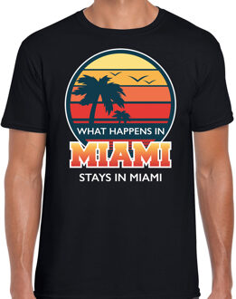 Bellatio Decorations Miami zomer t-shirt / shirt What happens in Miami stays in Miami voor heren - zwart - Miami party / vakantie outfit / kleding/ feest shirt XL