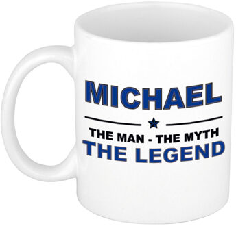 Bellatio Decorations Michael cadeau mok - man myth legend - naam koffiemok / beker - wit en blauw - 300 ml
