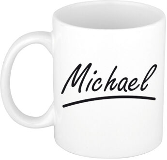 Bellatio Decorations Michael voornaam kado beker / mok sierlijke letters - gepersonaliseerde mok met naam - Naam mokken Multikleur