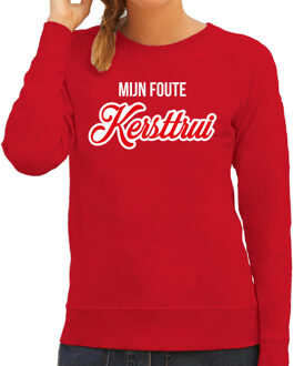 Bellatio Decorations Mijn foute Kersttrui sierlijke letters Kerst sweater rood voor dames 2XL - kerst truien