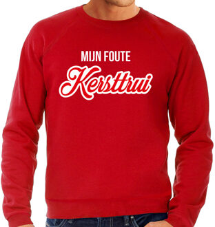 Bellatio Decorations Mijn foute Kersttrui sierlijke letters Kerst sweater rood voor heren 2XL - kerst truien