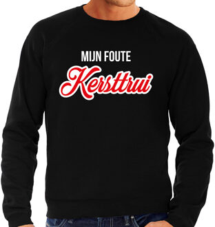 Bellatio Decorations Mijn foute Kersttrui sierlijke letters Kerst sweater zwart voor heren 2XL - kerst truien