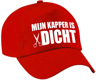 Bellatio Decorations Mijn kapper is dicht pet rood voor dames en heren - baseball caps - fun petten / grappige petjes