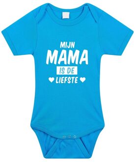 Bellatio Decorations Mijn mama is de liefste tekst baby rompertje blauw jongens - Kraamcadeau - Babykleding 56 (1-2 maanden)