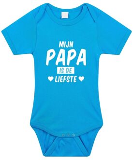 Bellatio Decorations Mijn papa is de liefste tekst baby rompertje blauw jongens - Kraamcadeau - Babykleding 56 (1-2 maanden)