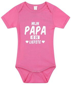 Bellatio Decorations Mijn papa is de liefste tekst baby rompertje roze meisjes - Kraamcadeau - Babykleding 56 (1-2 maanden)