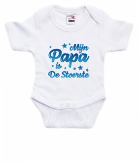 Bellatio Decorations Mijn papa is de stoerste cadeau baby rompertje wit jongen/meisje 80 (9-12 maanden)