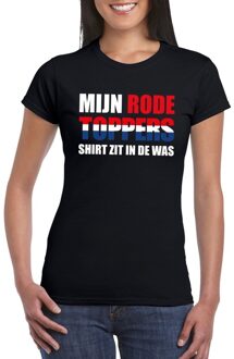 Bellatio Decorations Mijn rode Toppers shirt zit in de was t-shirt zwart dames XS