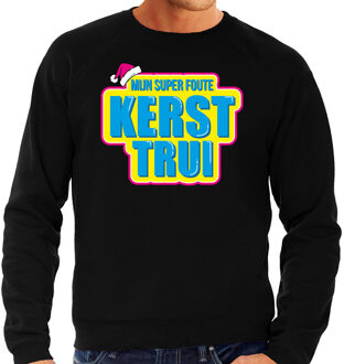 Bellatio Decorations Mijn super foute kersttrui foute Kerst sweater / trui zwart voor heren - Foute party outfit M - kerst truien