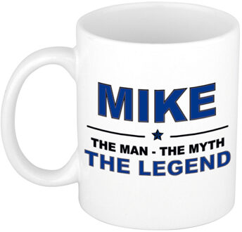 Bellatio Decorations Mike cadeau mok - man myth legend - naam koffiemok / beker - wit en blauw - 300 ml