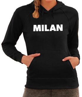 Bellatio Decorations Milaan / wereldstad tekst hoodie zwart voor dames