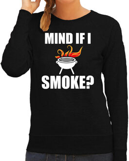Bellatio Decorations Mind if I smoke bbq / barbecue cadeau sweater / trui zwart voor dames XL
