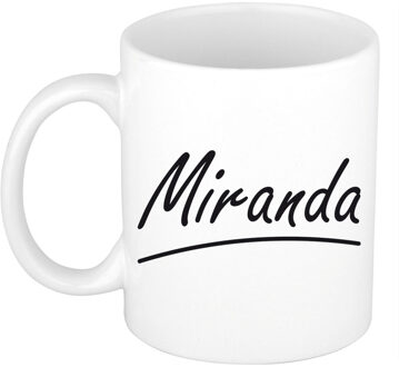 Bellatio Decorations Miranda Naam koffiemok - beker - met sierlijke letters - wit - 300 ml - Cadeau - Dames