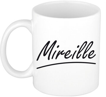 Bellatio Decorations Mireille Naam koffiemok - beker - met sierlijke letters - wit - 300 ml - Cadeau - Dames