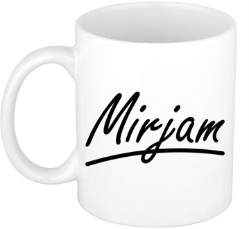 Bellatio Decorations Mirjam voornaam kado beker / mok sierlijke letters - gepersonaliseerde mok met naam - Naam mokken Multikleur