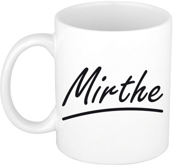 Bellatio Decorations Mirthe Naam koffiemok - beker - met sierlijke letters - wit - 300 ml - Cadeau - Dames