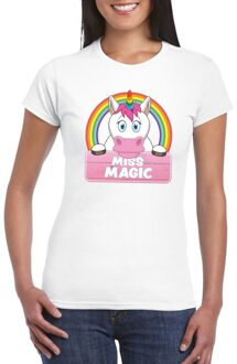 Bellatio Decorations Miss Magic de eenhoorn t-shirt wit dames