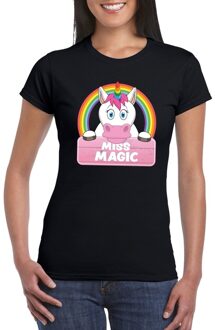 Bellatio Decorations Miss Magic de eenhoorn t-shirt zwart voor dames - eenhoorns shirt L