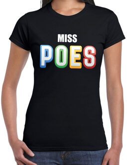 Bellatio Decorations Miss POES fun tekst t-shirt zwart voor dames 2XL