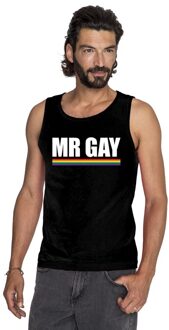Bellatio Decorations Mister Gay singlet shirt zwart met regenboog vlag heren