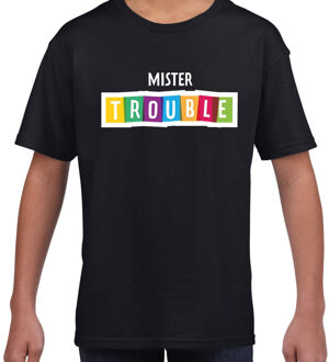 Bellatio Decorations Mister trouble fun tekst t-shirt zwart kids L (146-152)