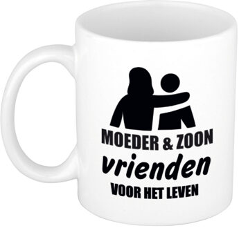 Bellatio Decorations Moeder en zoon cadeau koffiemok / theebeker wit 330 ml - Cadeau mokken / Moederdag - feest mokken