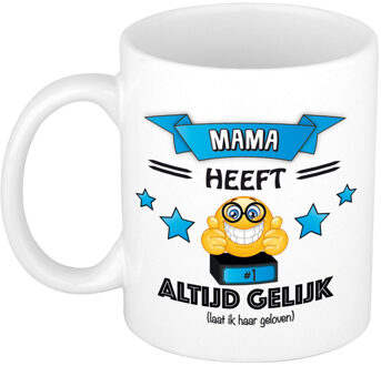 Bellatio Decorations Moeder/mama cadeau mok - altijd gelijk - blauw - 300 ml - moederdag/verjaardag - feest mokken