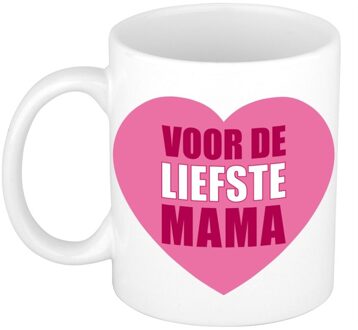 Bellatio Decorations Moederdag cadeau mok / beker voor de liefste mama 300 ml - feest mokken Roze