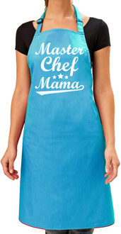 Bellatio Decorations Moederdag cadeau schort - master chef mama - blauw - keukenschort - verjaardag - barbecue/BBQ